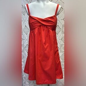 Diane Von Furstenberg Red Cotton Baby Doll Dress Size 4